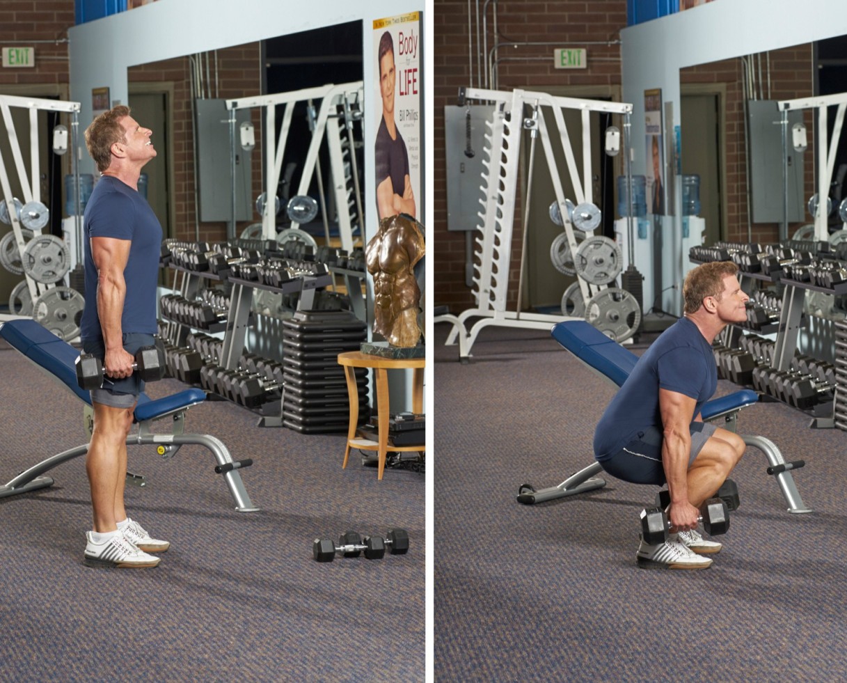 Narrow Stance Dumbbell Front Squat.